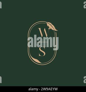 WS feather concept wedding monogram logo design ideas as inspiration Stock Vector