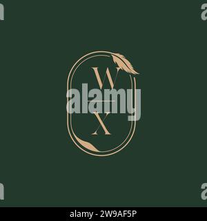 WX feather concept wedding monogram logo design ideas as inspiration Stock Vector