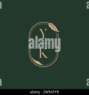 YK feather concept wedding monogram logo design ideas as inspiration Stock Vector