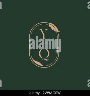 YQ feather concept wedding monogram logo design ideas as inspiration Stock Vector