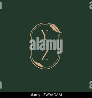 YZ feather concept wedding monogram logo design ideas as inspiration Stock Vector