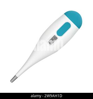 3D vector thermometer icon for measuring body temperature. Medical equipment. Cartoon minimalistic style. Vector illustration isolated on a white back Stock Vector