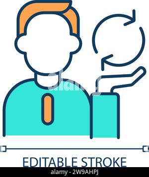 2D editable simple thin line boomerang employees icon Stock Vector