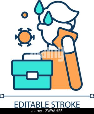 2D editable simple thin line resenteeism icon Stock Vector