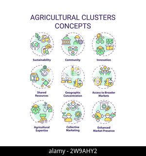 Editable line icon set representing agricultural clusters Stock Vector