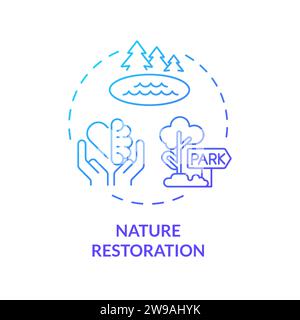 Thin line simple gradient nature restoration icon concept Stock Vector