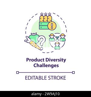 Thin line colorful product diversity challenges icon concept Stock Vector