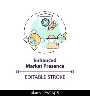 Thin line colorful enhanced market presence icon concept Stock Vector