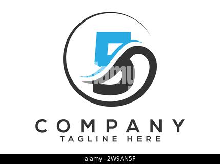 Initial Monogram Letter 5 Logo Design Vector Template. Modern letter logo design Stock Vector