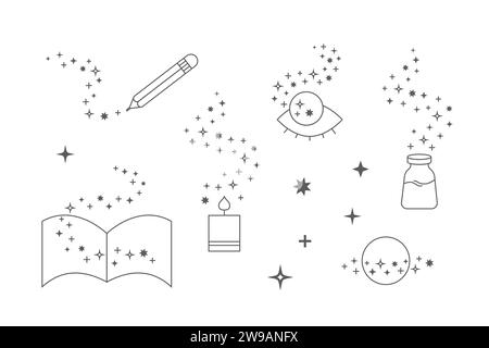Sparkle magic dust of fairy elements. Christmas glowing glitter vector light. Stock Vector