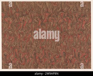 Fantasy marble in red and brown on brown paper, anonymous, 1900 - 2000 marbled paper   paper. paint (coating) phantasy marbled paper Stock Photo