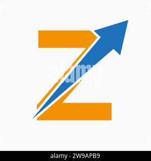 Initial Financial Logo On Letter Z Concept With Growth Arrow Icon Stock Vector