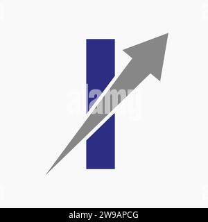Initial Financial Logo On Letter I Concept With Growth Arrow Icon Stock Vector