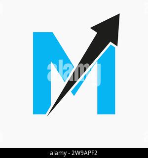 Initial Financial Logo On Letter M Concept With Growth Arrow Icon Stock Vector