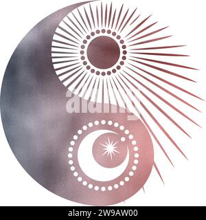 yin yang with sun and moon in rose gold with transparent background ...