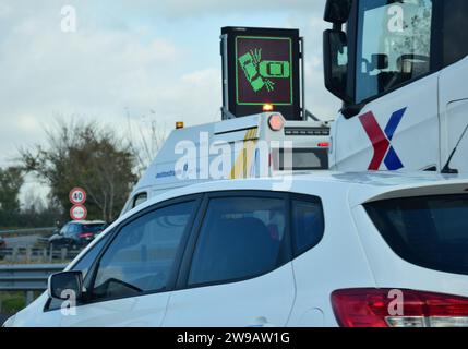 Clogged highways during holiday periods, long queues and accidents Stock Photo