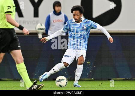 Malick Fofana (19) of AA Gent pictured during the Jupiler Pro League season 2023 - 2024 match day 19 between AA Gent and Oud Heverlee Leuven on December 21 , 2023 in Gent, Belgium. (Photo by David Catry / Isosport) Stock Photo