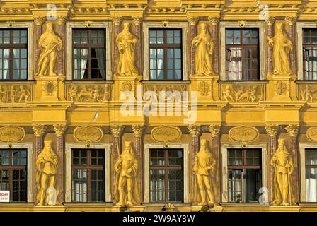 Restored murals at House of the Seven Electors at Rynek (Market Square) in Wrocław, Lower Silesia region, Poland Stock Photo