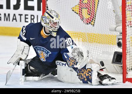 Gothenburg, Sweden 20231226Finland's Niklas Kokko when Canada scores 2-0 during the IIHF World Junior Championship group A ice hockey match between Fi Stock Photo