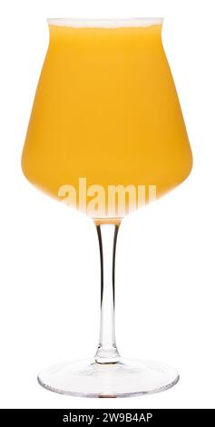 Artisanal New England IPA (NEIPA) ale with its characteristic hazy appearance, served in a stylish tulip-shaped stemmed Tiku glass designed to enhance Stock Photo