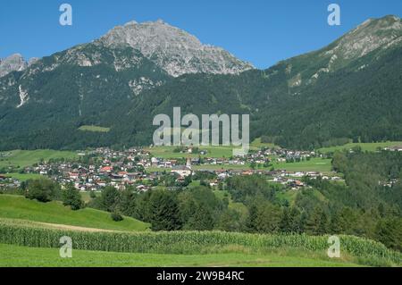view to Village of Telfes im Stubai,Stubaital,Tirol,Austria Stock Photo