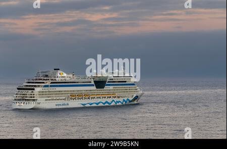 AidaStella cruise ship departing Tenerife Cruise Port, Canary Islands, Spain Stock Photo