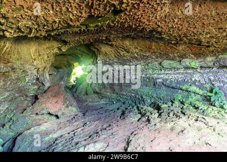 Lava tunnel of Furna de Frei Matias, Pico Island, Azores, Portugal Stock Photo