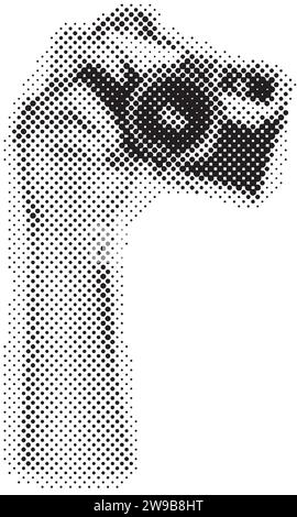 Hand holding vintage photo camera. Trendy halftone style. Collage design in trendy retro 90s magazine style. Vector illustration Stock Vector
