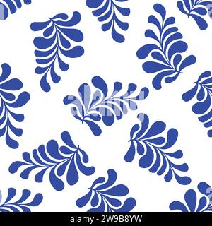 Blue Matisse plants seamless pattern. Minimal abstract floral print for wallpaper, textile, packaging. Vector illustration Stock Vector