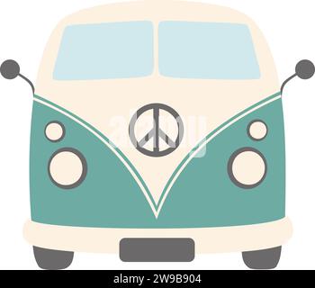 hippie bus with transparent background Stock Vector