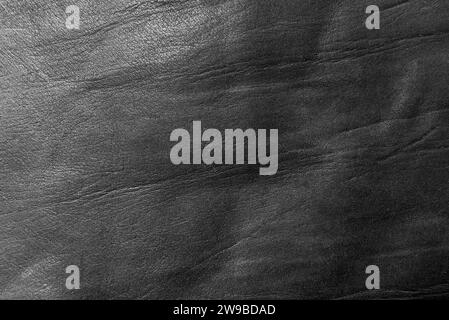 Texture of genuine black leather. Leather background with gradient Stock Photo
