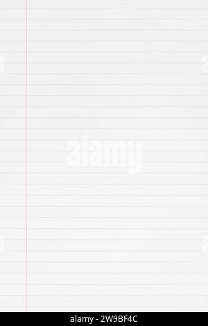 Blank lined paper background. Blue lines and red margin. Full frame Stock Photo