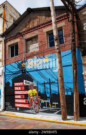 Orange Street Music Mural, Water Lane, Downtown Arts Project, Kingston, Jamaica, Central America Stock Photo