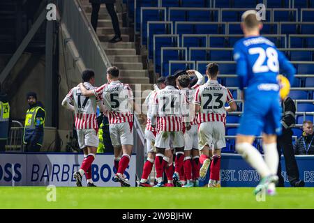 26th December 2023; St Andrews, Birmingham, West Midlands, England; EFL Championship Football, Birmingham City versus Stoke City; Stoke players celebrate the second goal in the 31st minute scored by Lynden Gooch (0-2) Credit: Action Plus Sports Images/Alamy Live News Stock Photo