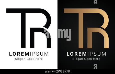 Luxury Initial TR or RT Monogram Text Letter Logo Design Stock Vector