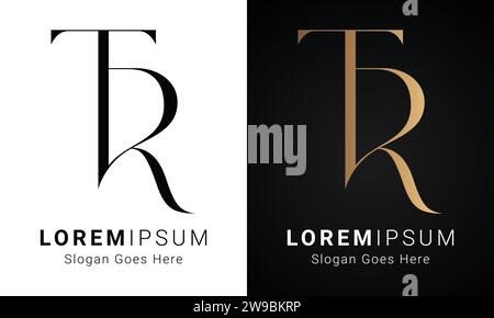 Luxury Initial TR or RT Monogram Text Letter Logo Design Stock Vector