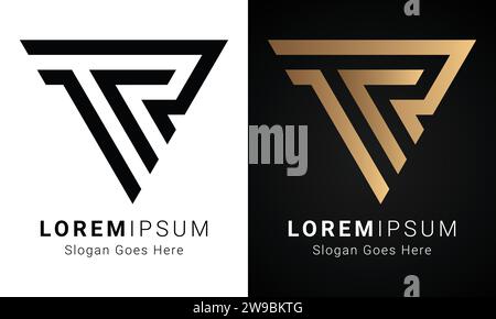 Luxury Initial TR or RT Monogram Text Letter Logo Design Stock Vector