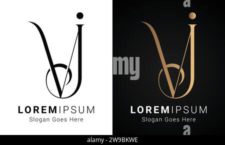Luxury Initial JV or VJ Monogram Text Letter Logo Design Stock Vector