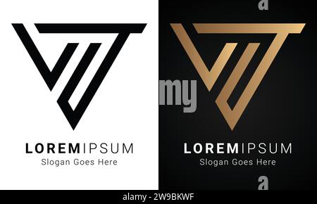 Luxury Initial JV or VJ Monogram Text Letter Logo Design Stock Vector