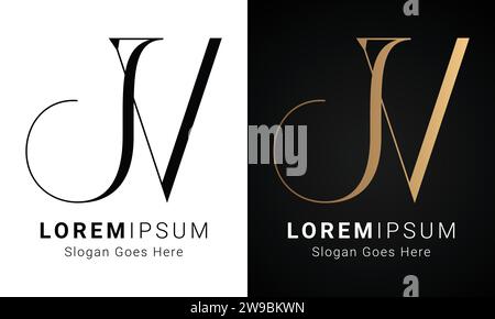 Luxury Initial JV or VJ Monogram Text Letter Logo Design Stock Vector