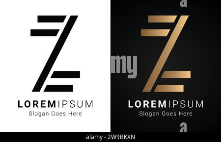 Luxury Initial ZZ Monogram Text Letter Logo Design Stock Vector