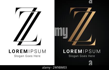 Luxury Initial ZZ Monogram Text Letter Logo Design Stock Vector