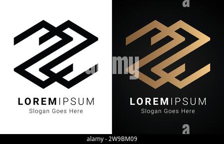 Luxury Initial ZZ Monogram Text Letter Logo Design Stock Vector