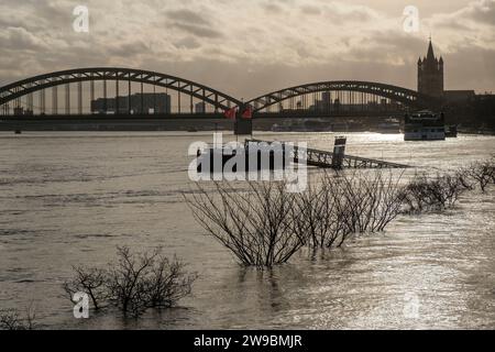 Flooding on the Rhine in Cologne city centre Stock Photo