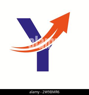 Financial Logo On Letter Y Concept With Growth Arrow Icon Stock Vector