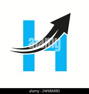 Financial Logo On Letter H Concept With Growth Arrow Icon Stock Vector