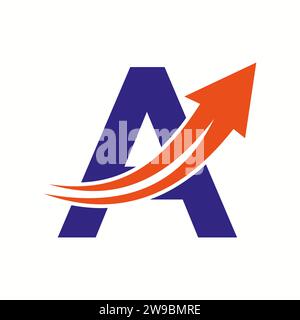 Financial Logo On Letter A Concept With Growth Arrow Icon Stock Vector