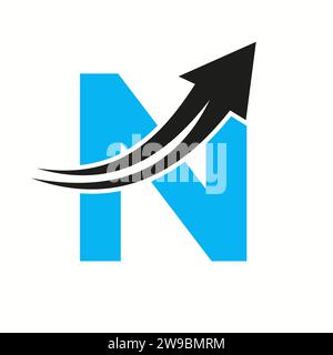 Financial Logo On Letter N Concept With Growth Arrow Icon Stock Vector