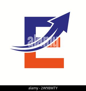Financial Logo On Letter E Concept With Growth Arrow Icon Stock Vector
