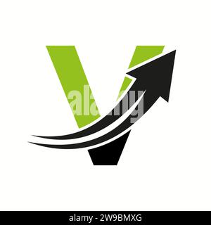 Financial Logo On Letter V Concept With Growth Arrow Icon Stock Vector